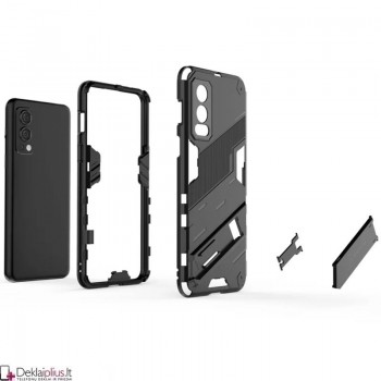 Smūgiams atsparus dėklas su kojele - juodas (Oneplus Nord 2/Nord 2 5G) Smūgiams atsparus dėklas su kojele - juodas (Oneplus Nord 2/Nord 2 5G)